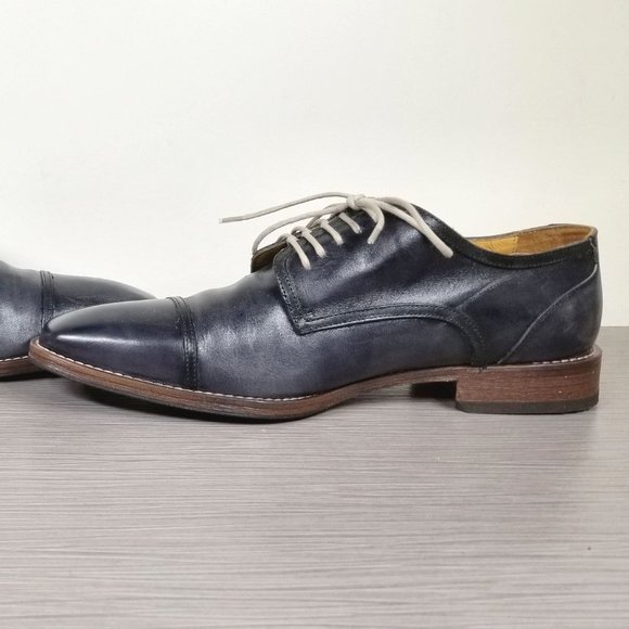 Ron White Eugene Cap Toe Derby, Agean Blue Leather Fit sz 9 - Picture 6 of 10